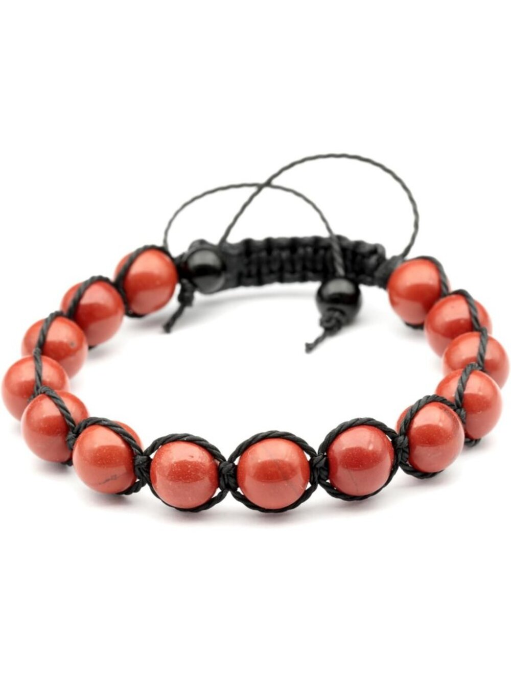Natural Black Onyx Beaded Bracelet | Genuine Gemstone Macrame Jewelry | Unisex